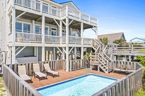 A heated pool - Pirate`s Booty by Brunswick Vacation Rentals: OIB 5BR Oceanfront Home w/ Pool (Ocean Isle Beach)
