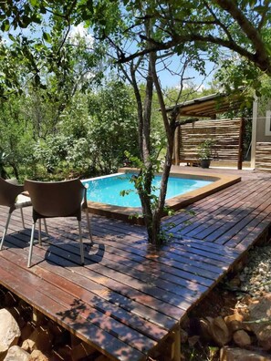 Outdoor pool - Kruger Shiringa holiday Home, with three unique en-suite separate chalet. (Marloth Park)