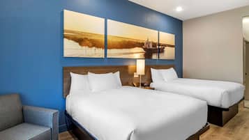 Hypo-allergenic bedding, memory-foam beds, desk, iron/ironing board