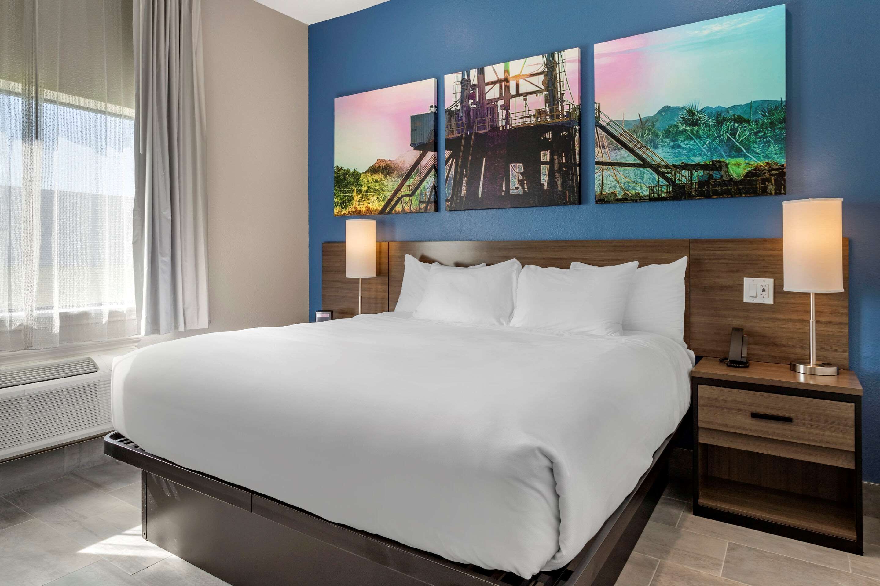 hypo-allergenic bedding, memory-foam beds, desk, iron/ironing board