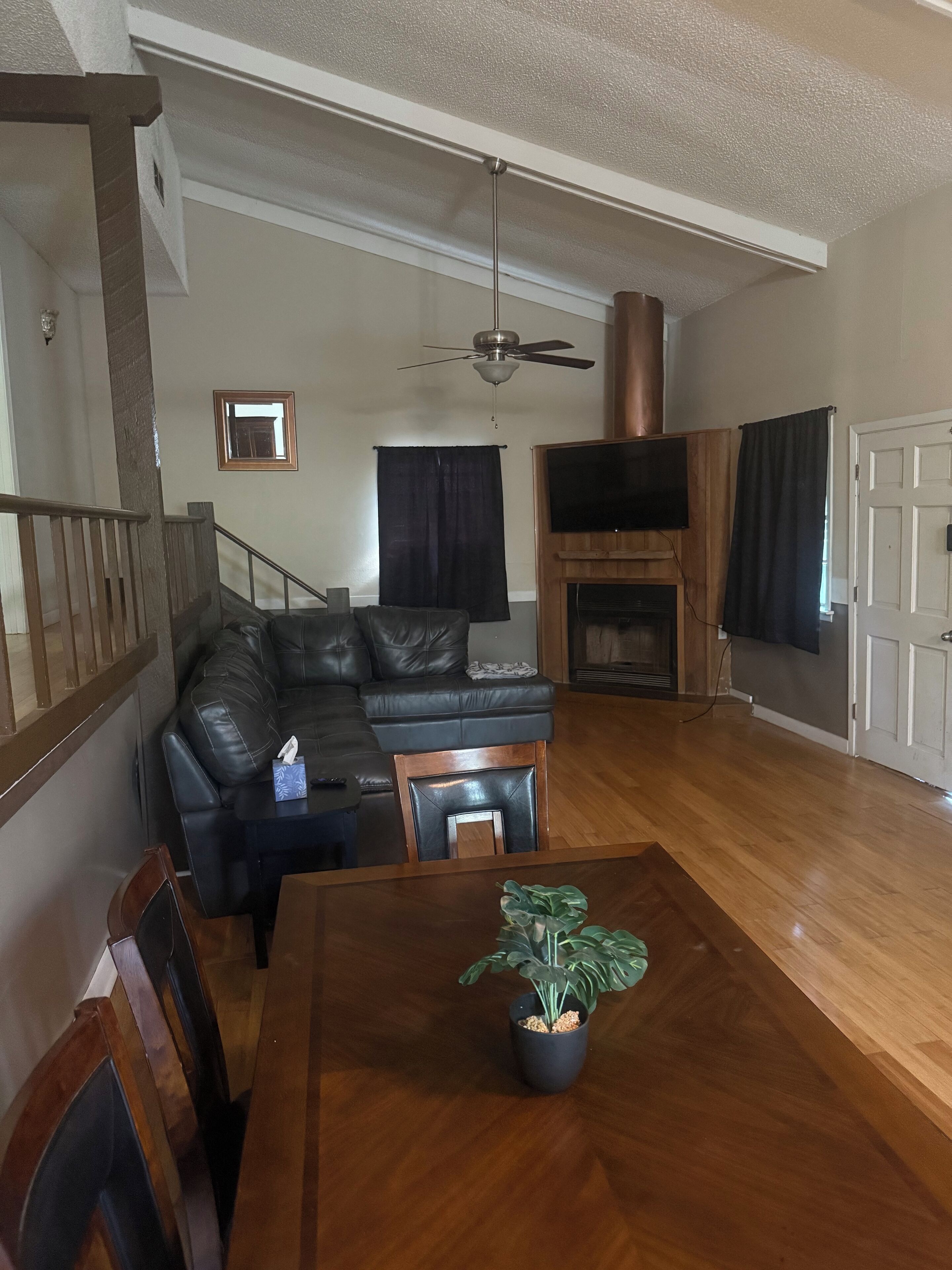 Smart TV, fireplace, DVD player, books