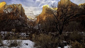 A canyon with rugged rock formations and sparse vegetation. - Bunkhouse 2A Close To National Parks (La Verkin)