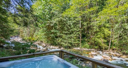 River Runs Through this secluded A-Frame, hot tub