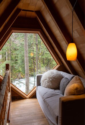 Interior - River Runs Through this secluded A-Frame, hot tub (Baring)