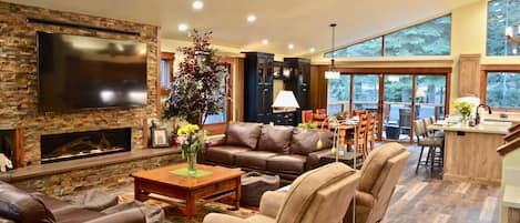 Smart TV, chimenea, impresora