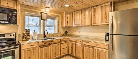 Fridge, microwave, stovetop, toaster