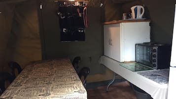 Comfort Tent, Multiple Bedrooms, Garden View | Private kitchen | Fridge, microwave
