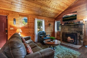 TV, fireplace, DVD player, stereo