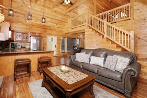 TV, fireplace, video games, video library