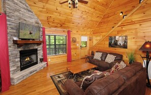 Smart TV, fireplace, video games, books