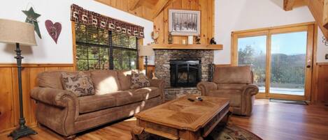 Tv, eldstad och dvd-spelare