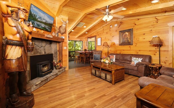 TV, fireplace, video games, table football