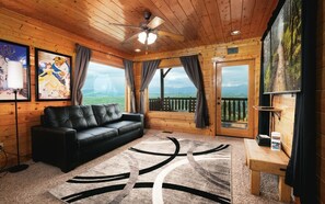 Een televisie, een open haard en een dvd-speler