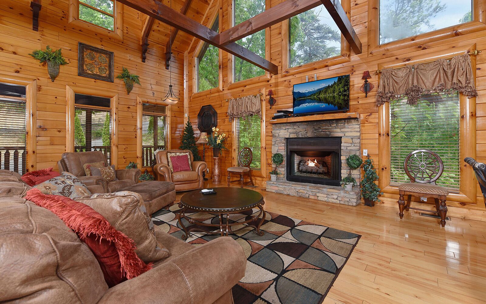 TV, fireplace, video games, DVD player