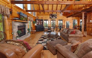 TV, fireplace, video games, DVD player