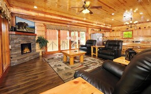 Fernseher, Kamin, Videospiele, DVD-Player