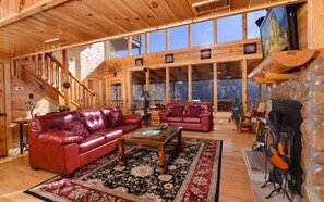 Télévision, cheminée, lecteur de DVD