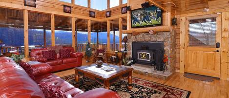 Fernseher, Kamin, DVD-Player