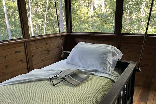 Enjoy a book on a swinging bed!