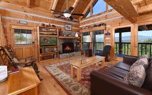 TV, fireplace, DVD player