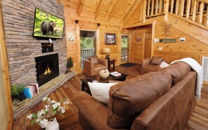 TV, fireplace