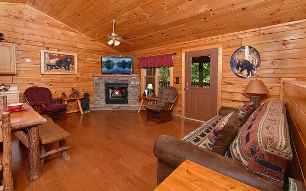TV, fireplace, video games, DVD player - Hot tub, pool table, and porch swing! - Bear Footin' Heaven (Pigeon Forge)