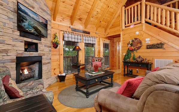 TV, fireplace, video games, stereo