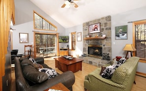 TV, fireplace
