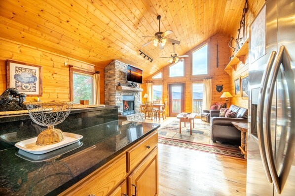 TV, fireplace, video games, DVD player - Moonlit Hideaway - Beautiful Views, Steamy Hot Tub, Game Room + More! (Sevierville)
