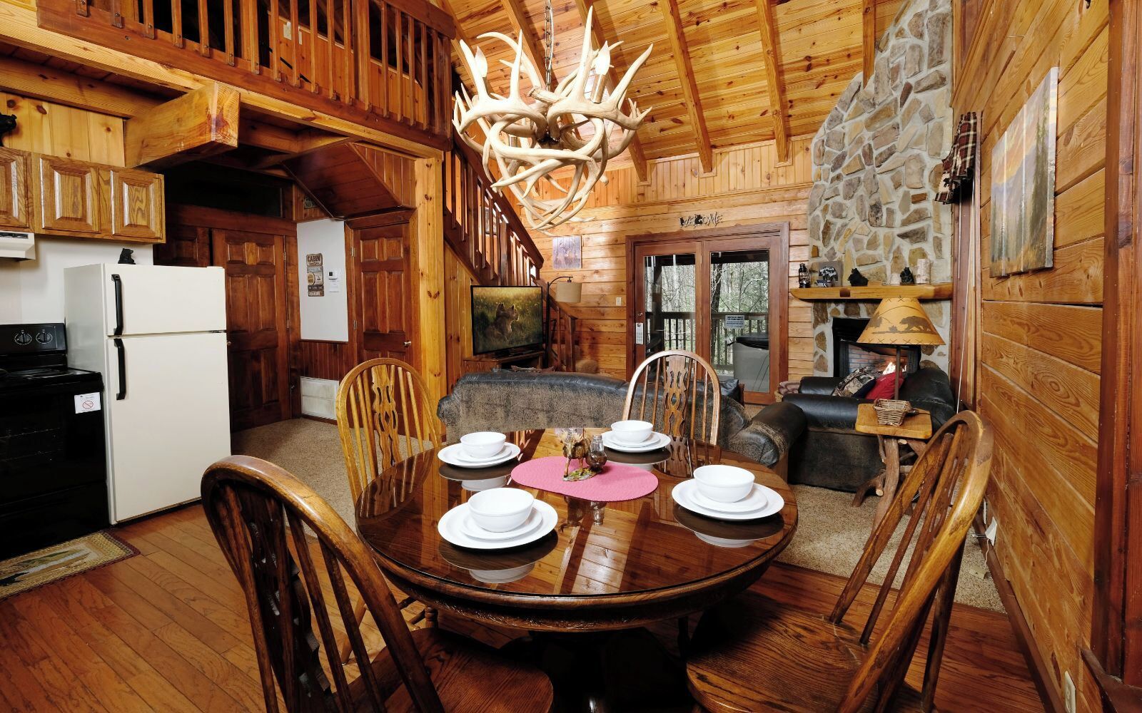 TV, fireplace, DVD player, video library