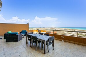 Outdoor dining - Gulf Front w/Terrace in Tower 3! Heated Pools! (Pensacola Beach)