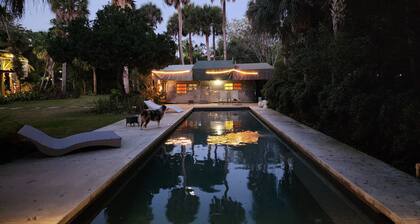 Airstream pool house, heated pool, lavish gardens, waterfalls, very private.