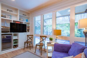 TV, fireplace, DVD player