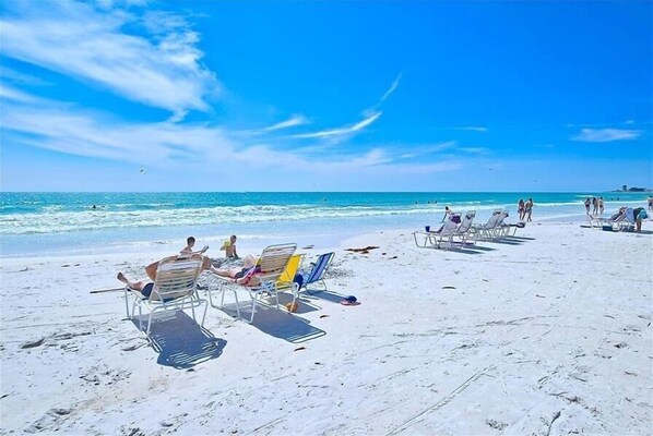 Private beach, sun loungers