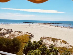 On the beach, beach towels