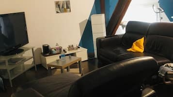 Fernseher, Kamin, DVD-Player, Bücher