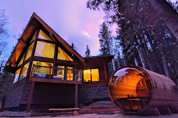 Take in the views of the creek while enjoying a hot sauna