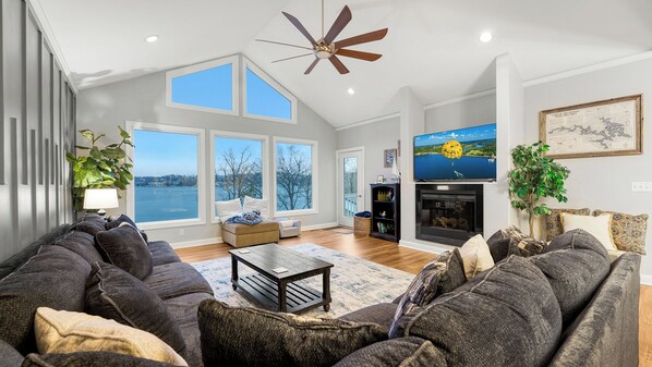 TV, fireplace, table football, ping pong