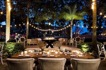 Outdoor banquet area at Walt Disney World Swan Reserve