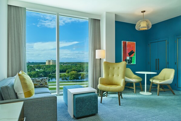 Junior Suite, 1 King Bed with Sofa bed | Living area | 49-inch flat-screen TV with satellite channels, TV, pay movies