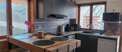 Fridge, microwave, stovetop, dishwasher