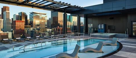 Outdoor pool, pool loungers