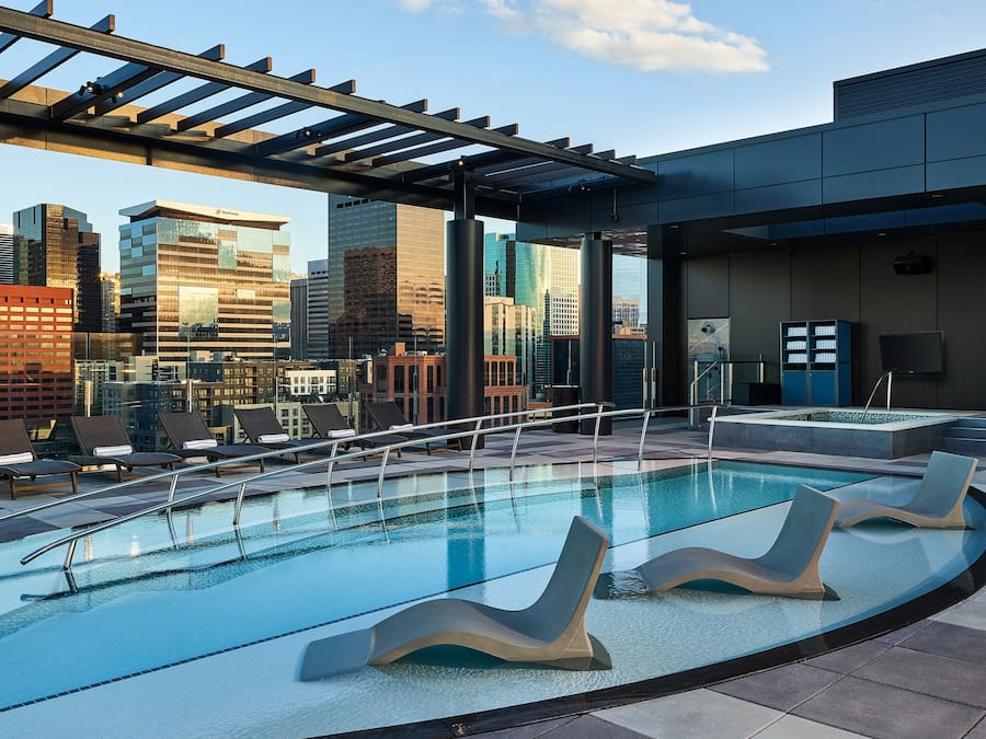 Outdoor pool, pool loungers