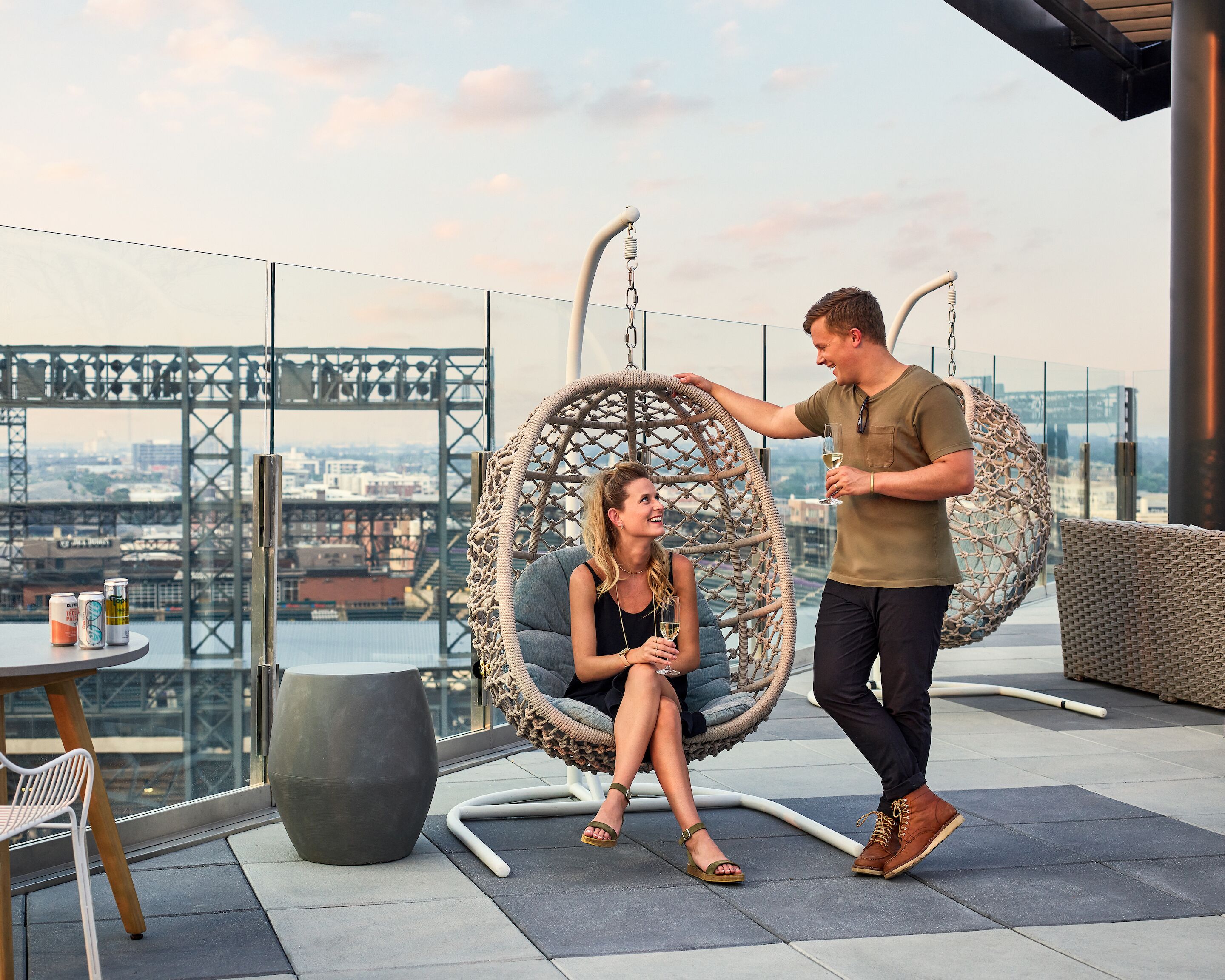 outdoor pool, pool loungers