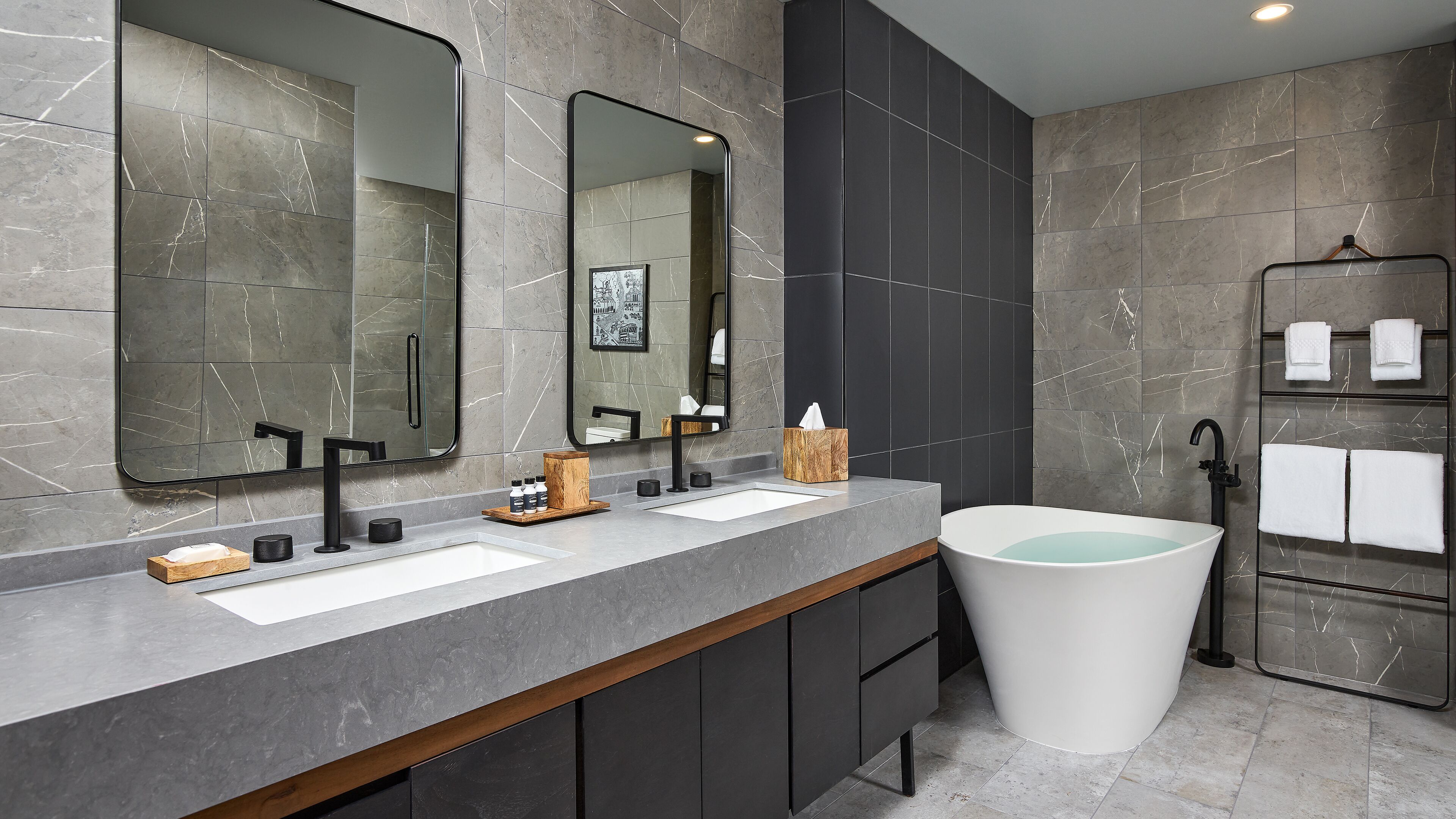 shower, rainfall showerhead, free toiletries, hair dryer