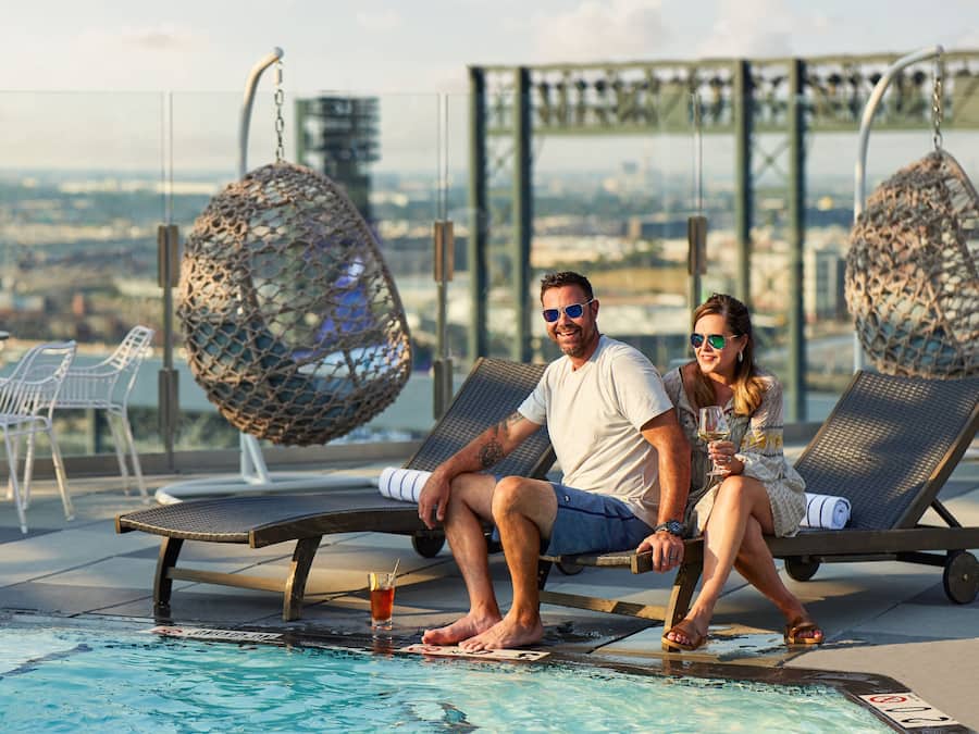 Outdoor pool, sun loungers