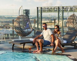 Outdoor pool, sun loungers