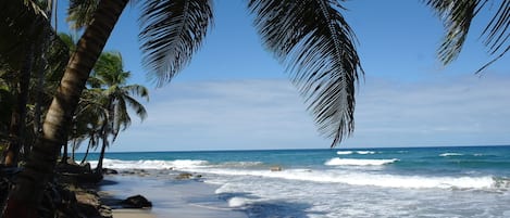 On the beach, beach towels