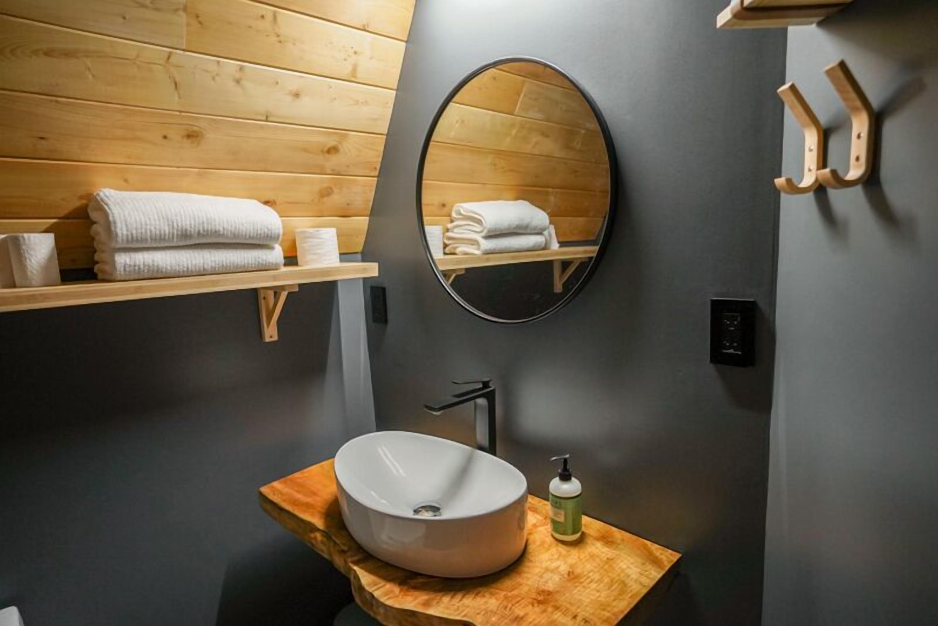 Shower, jetted tub, hair dryer, towels