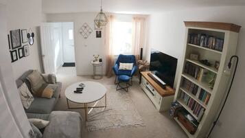 Fernseher, Videospielkonsole, DVD-Player, Bücher